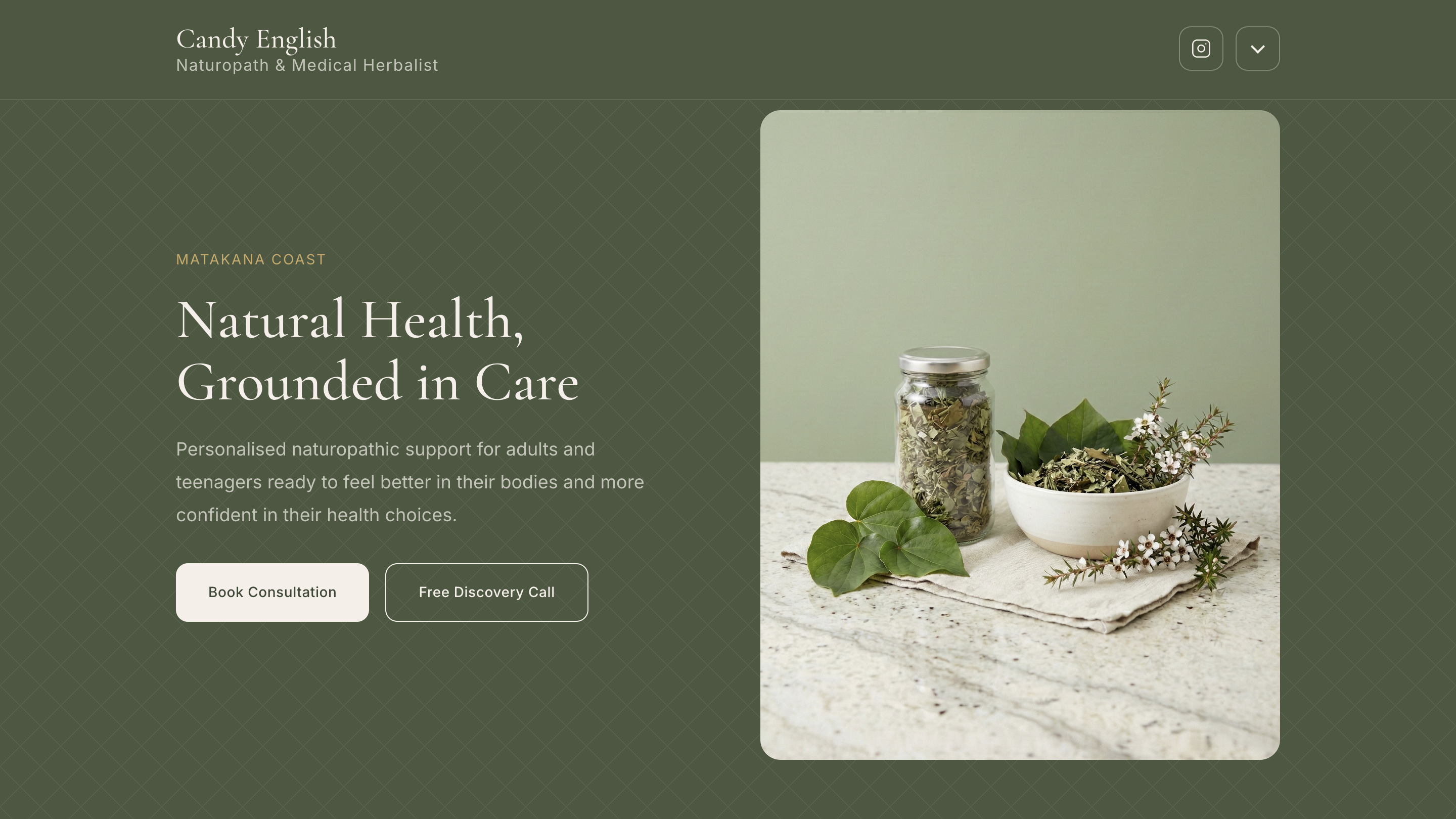 Candy English Naturopath website — homepage screenshot